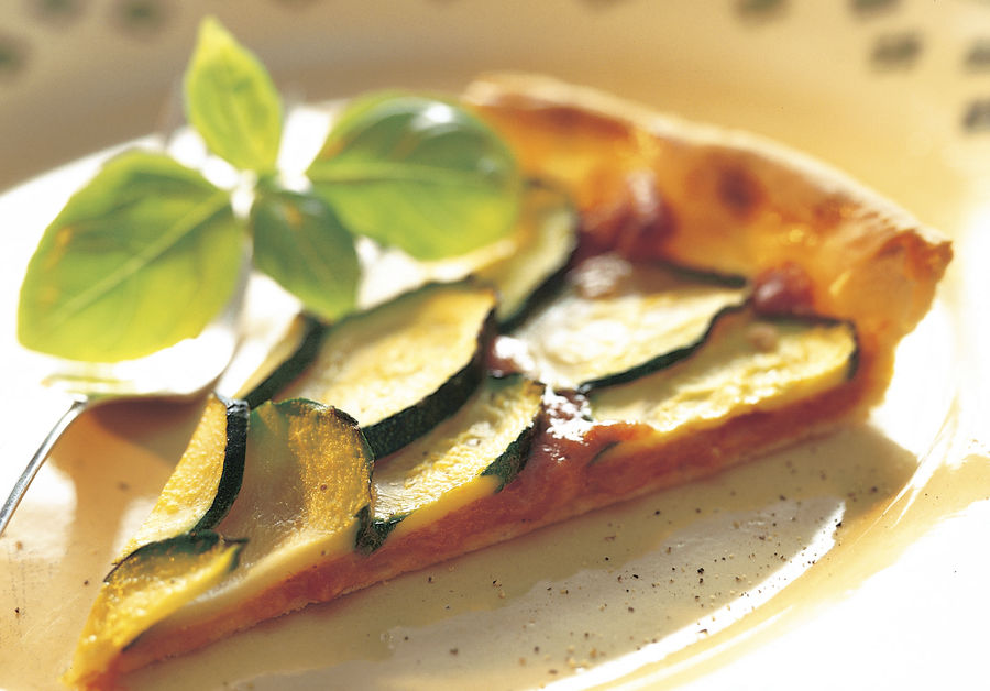 Vacherin cheese tart with courgettes