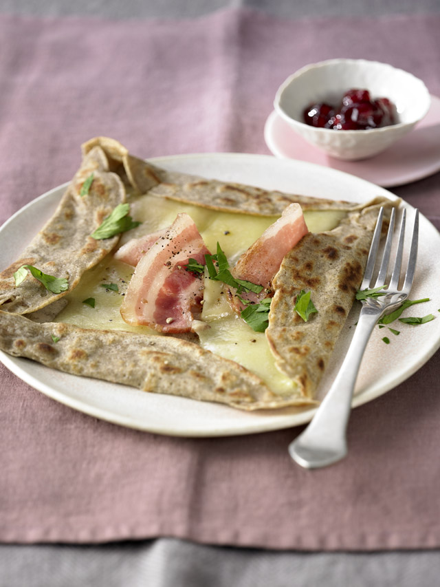 Savoury Pancakes with Gruyère AOP and Bacon