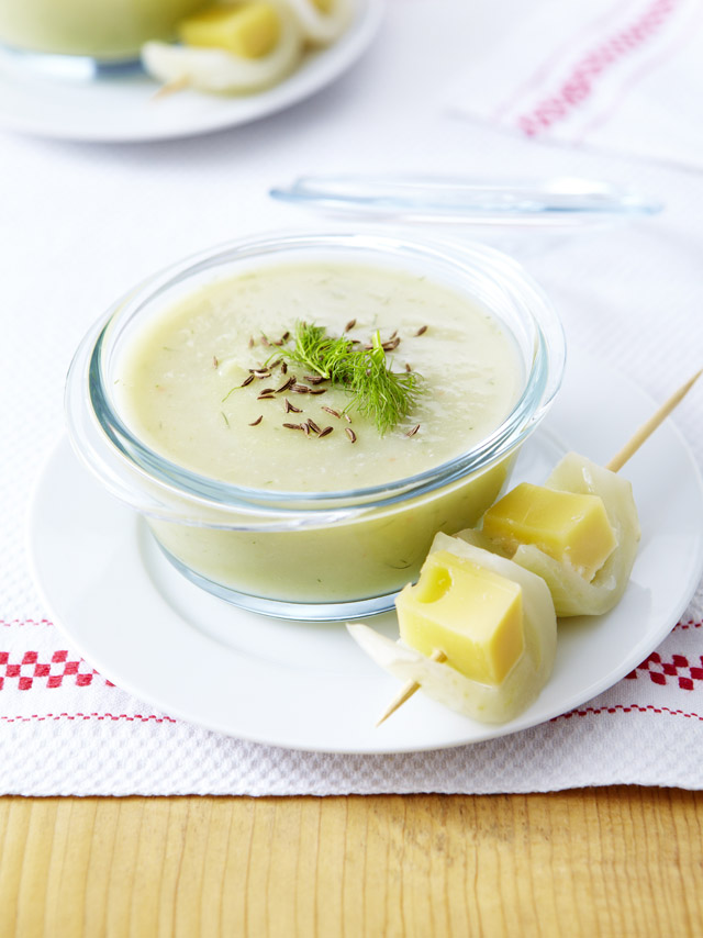 Fennel soup with Appenzeller® skewers