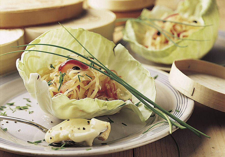 Warm white cabbage with Vacherin Mont-d'Or AOP cheese