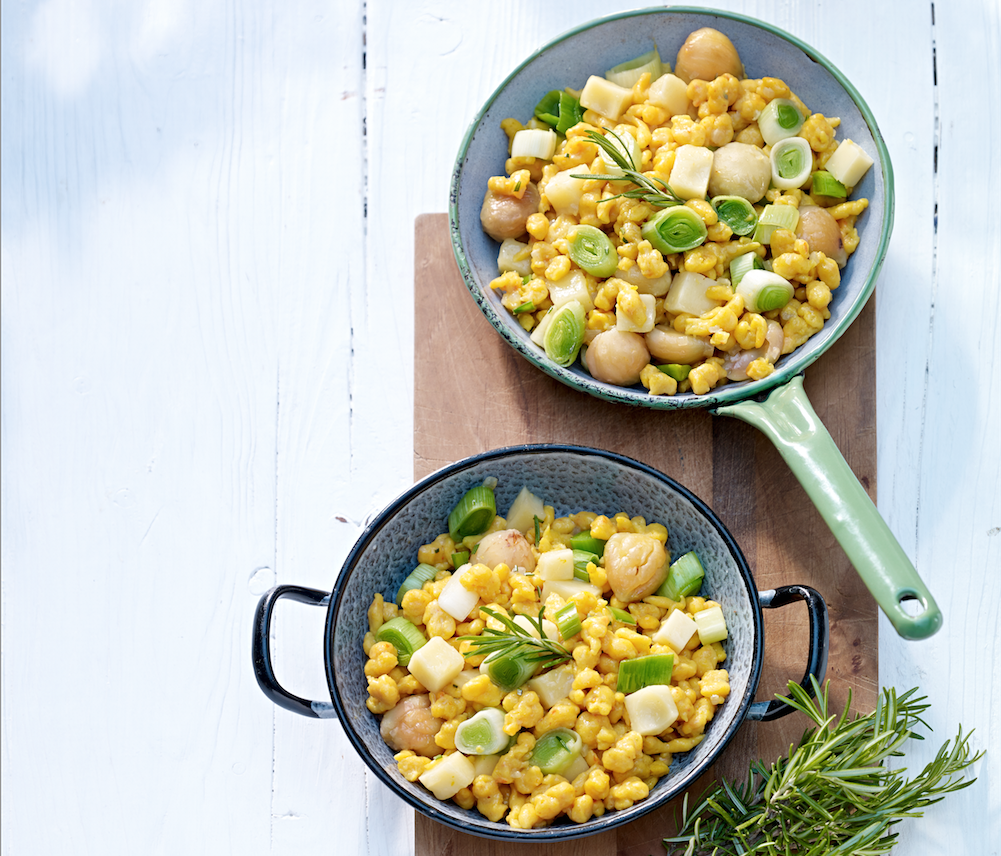 Pumpkin and button spaetzle stir-fry