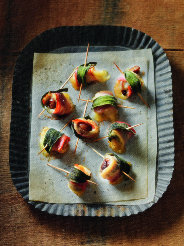 Bacon-wrapped chestnuts with Sbrinz AOP