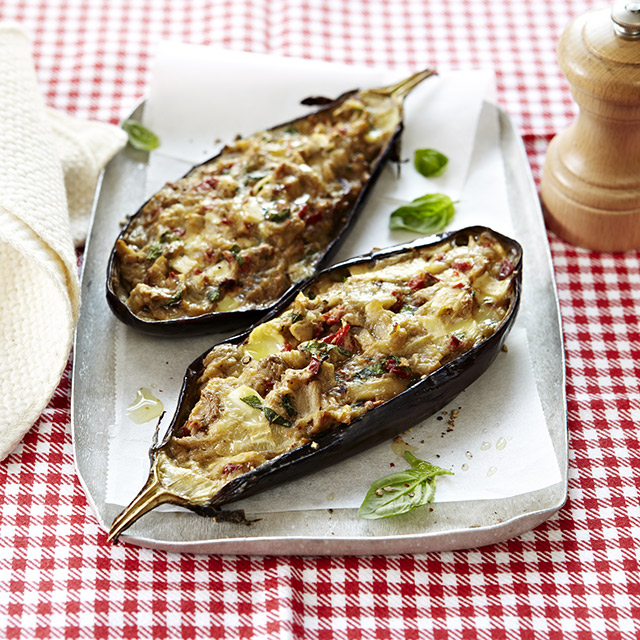 Eggplant stuffed with Tomme Vaudoise