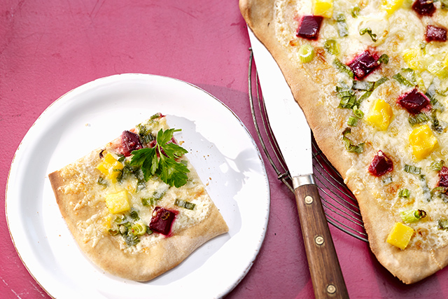 Beetroot and Gruyère AOP tart