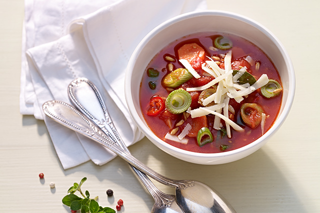 Spelt Soup with Spring Onions and Gruyère AOP